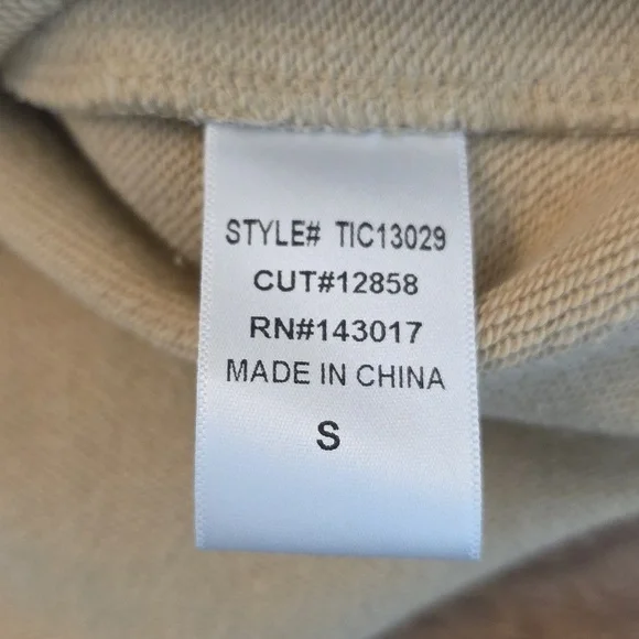 Ces Femme Oversized Cropped Sweatshirt Tan Blue Denim Block Sleeves Small - Picture 13 of 15